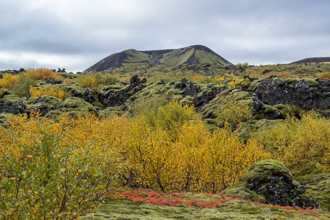 Grabrok crater Iceland in autumn